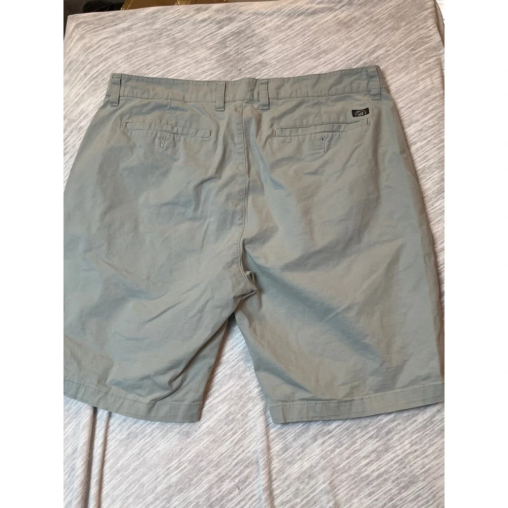 Free Planet Mens Organic Cotton Stretch Chino Shorts‎ Khaki Sage Green Size 34